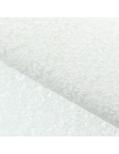 Tejido de encaje elástico Glamour - Blanco