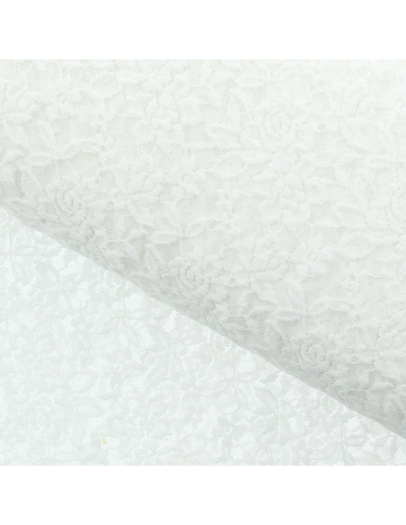 Tejido de encaje elástico Glamour - Blanco