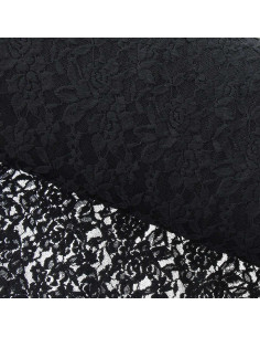 Tejido de encaje elástico Glamour - Negro