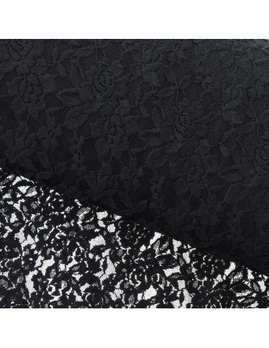Tejido de encaje elástico Glamour - Negro