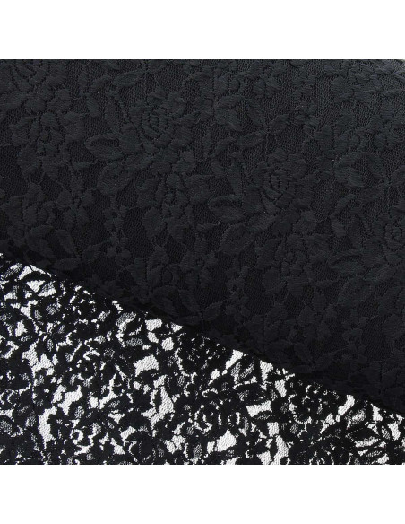 Tejido de encaje elástico Glamour - Negro