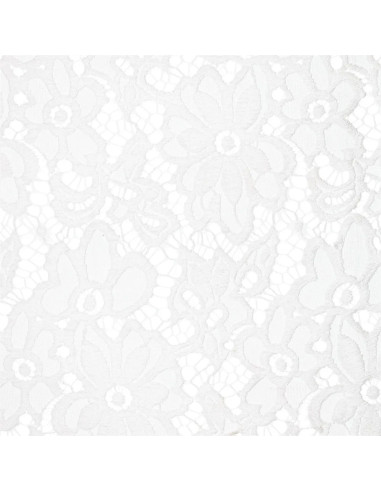 Tejido guipur elástico Bloom - Blanco