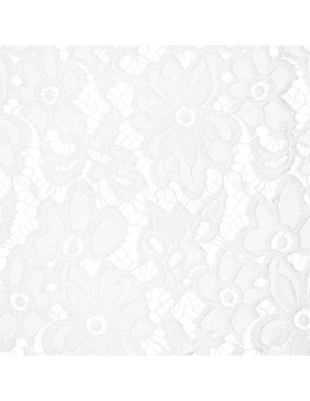 Tejido guipur elástico Bloom - Blanco