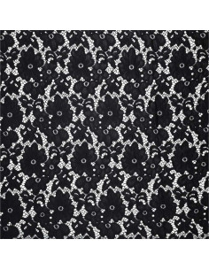 Tejido guipur elástico Bloom - Negro 2