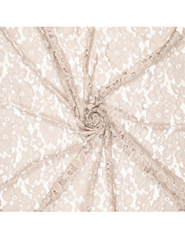Tejido guipur elástico Bloom - Beige