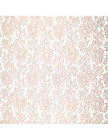 Tejido guipur elástico Bloom - Beige