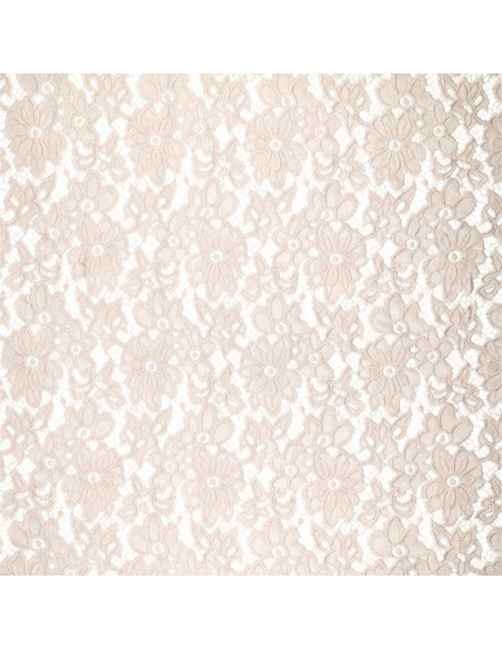 Tejido guipur elástico Bloom - Beige