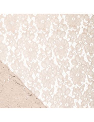 Tejido guipur elástico Bloom - Beige