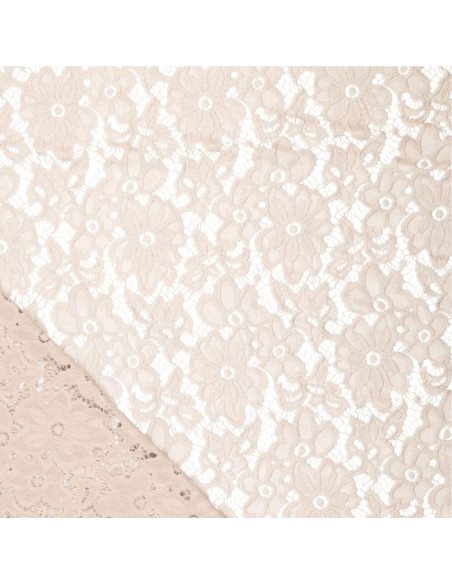 Tejido guipur elástico Bloom - Beige