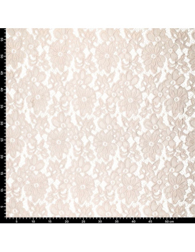 Tejido guipur elástico Bloom - Beige