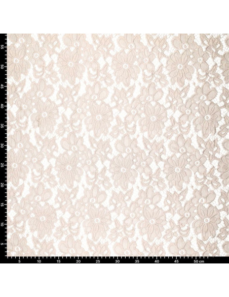 Tejido guipur elástico Bloom - Beige