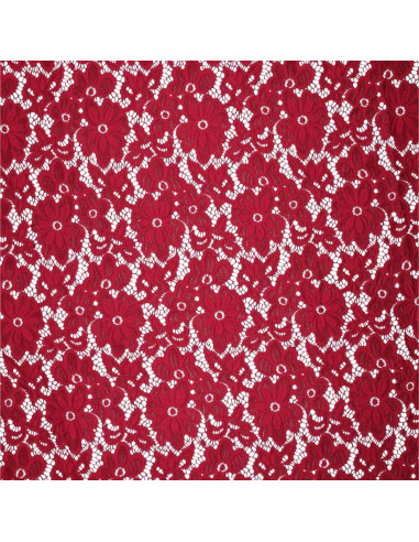 Tejido guipur elástico Bloom - Rojo