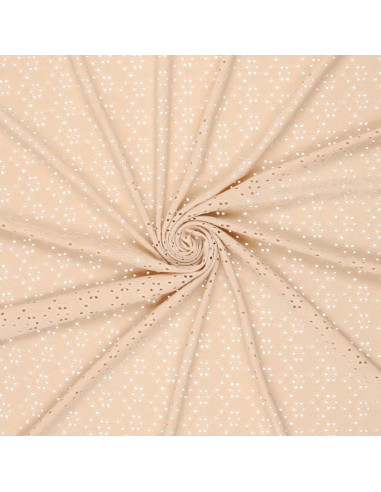 Tejido bordado inglés elástico - Beige claro