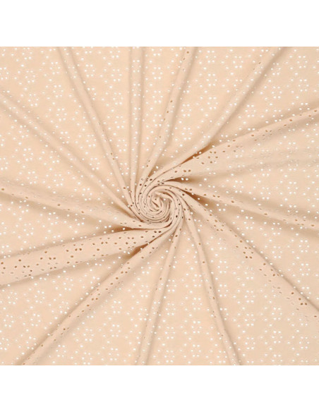 Tejido bordado inglés elástico - Beige claro