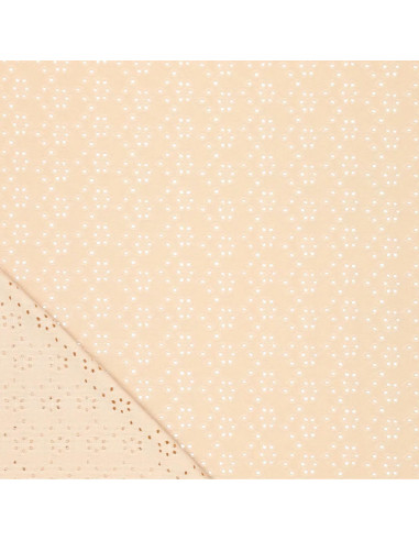 Tejido bordado inglés elástico - Beige claro