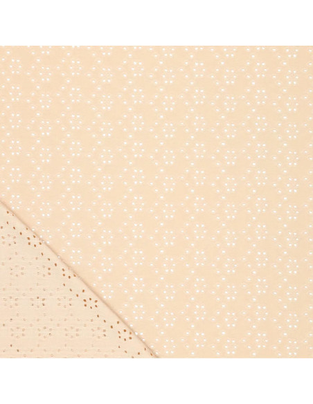 Tejido bordado inglés elástico - Beige claro