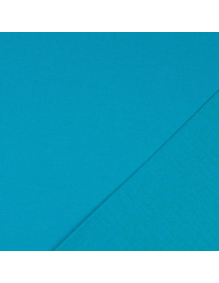Tejido de algodón cretona liso - Azul turquesa
