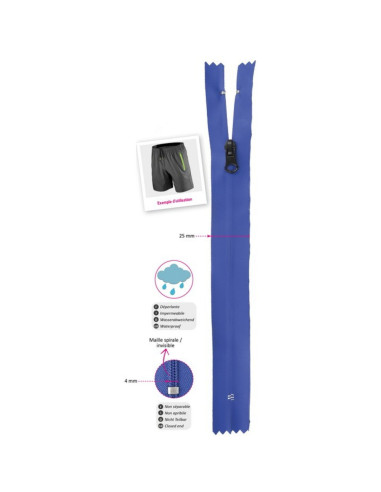 Cierre invisible impermeable de 20 cm - Rojo