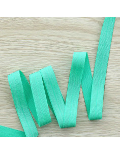 Cinta al bies elástica pre-plegada satinada de 15 mm de ancho - Verde menta