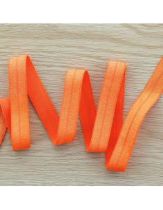 Cinta al bies elástica pre-plegada satinada de 15 mm de ancho - Naranja
