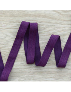 Cinta al bies elástica pre-plegada satinada de 15 mm de ancho - Violeta