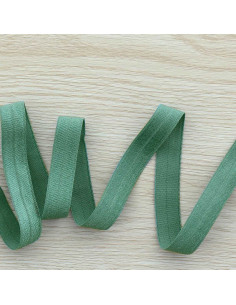 Cinta al bies elástica pre-plegada satinada de 15 mm de ancho - Verde viridiano
