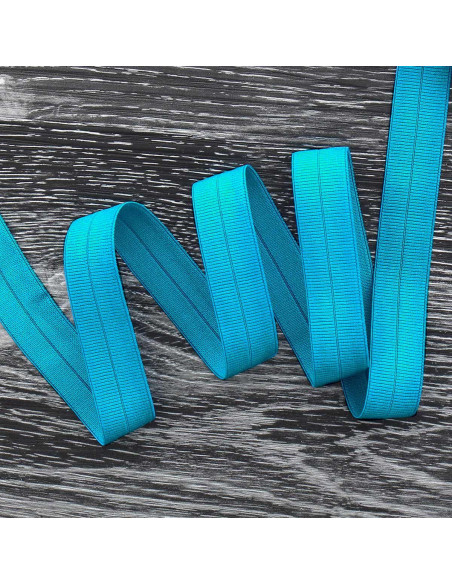 Cinta al bies elástica pre-plegada mate de 20 mm de ancho - Azul turquesa