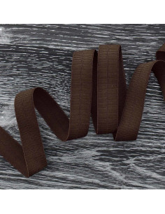 Cinta al bies elástica pre-plegada mate de 20 mm de ancho - Marrón