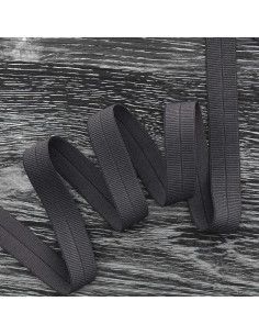 Cinta al bies elástica pre-plegada de 20 mm de ancho - Gris antracita