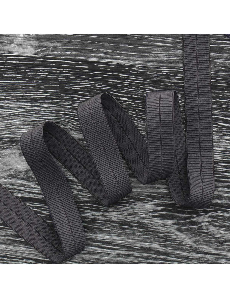 Cinta al bies elástica pre-plegada de 20 mm de ancho - Gris antracita