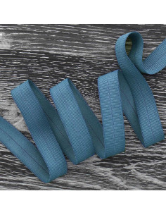 Cinta al bies elástica pre-plegada de 20 mm de ancho - Azul vaquero