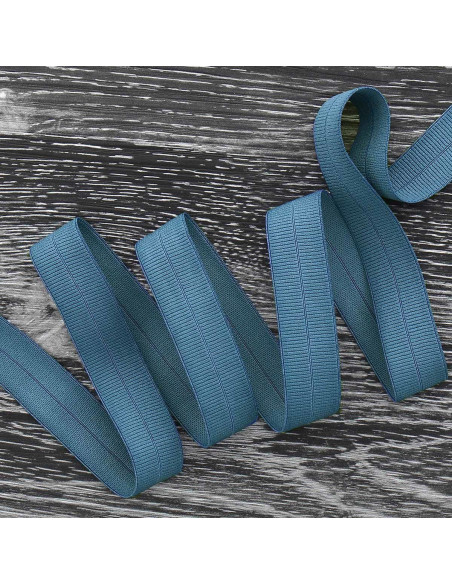 Cinta al bies elástica pre-plegada de 20 mm de ancho - Azul vaquero