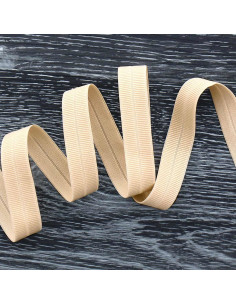 Cinta al bies elástica pre-plegada de 20 mm de ancho - Beige claro