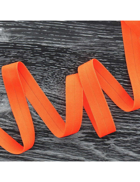 Cinta al bies elástica pre-plegada de 20 mm de ancho - Naranja