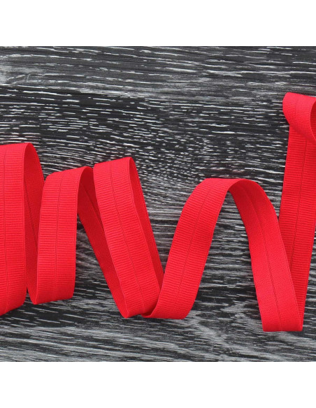 Cinta al bies elástica pre-plegada mate de 20 mm de ancho - Rojo