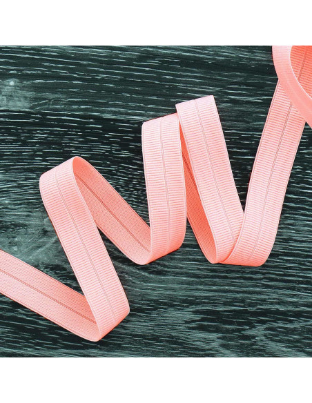Cinta al bies elástica pre-plegada de 20 mm de ancho - Rosa bebé