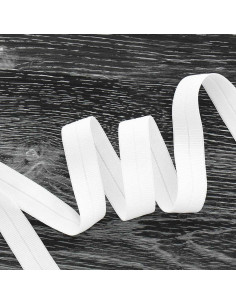 Cinta al bies elástica pre-plegada de 20 mm de ancho - Blanco
