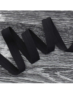 Cinta elástica pre-plegada mate de 20 mm de ancho - Negro