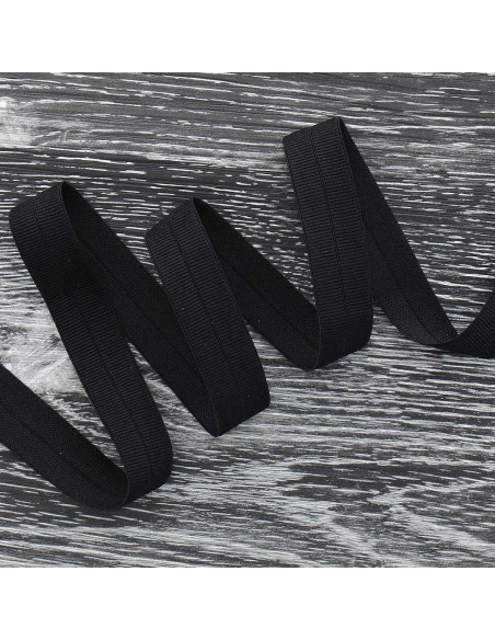 Cinta elástica pre-plegada mate de 20 mm de ancho - Negro