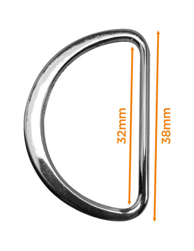 Medio anillo plano soldado 32 mm - Plata