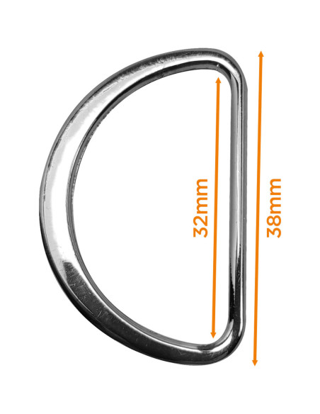 Medio anillo plano soldado 32 mm - Plata