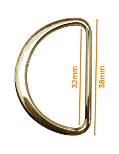 Medio anillo plano soldado de 32 mm - Oro amarillo 2