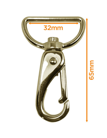 Mosquetón de metal premium - Oro amarillo 65 x 32 mm