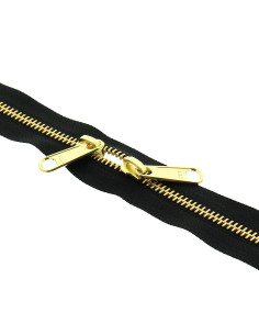 Cierre de metal espalda con espalda para bolsas 40 cm - Negro y dorado