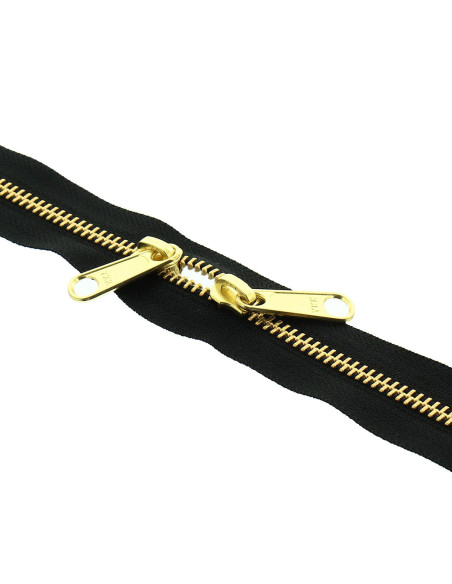 Cierre de metal espalda con espalda para bolsas 40 cm - Negro y dorado