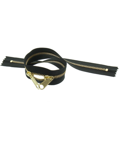 Cierre de metal espalda con espalda para bolsas 40 cm - Negro y dorado
