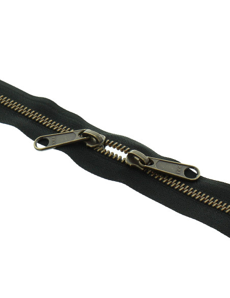 Cierre de metal espalda con espalda para bolsas de 40 cm - Negro y bronce