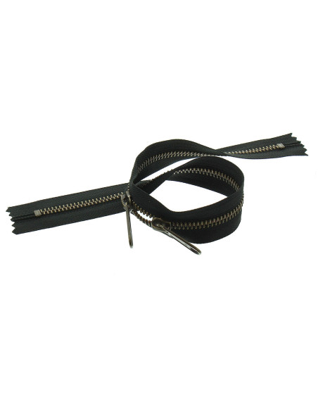 Cierre de metal espalda con espalda para bolsas de 40 cm - Negro y bronce