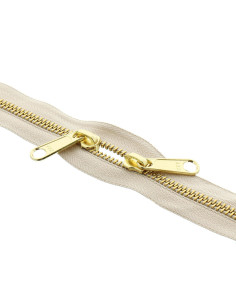 Cierre de metal espalda con espalda para bolsas 40 cm - Beige y dorado