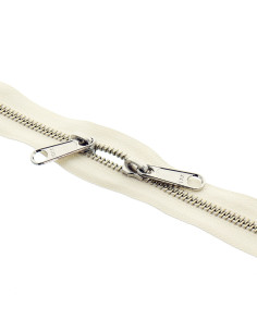 Cierre de metal espalda con espalda para bolsas 40 cm - Crudo y plata